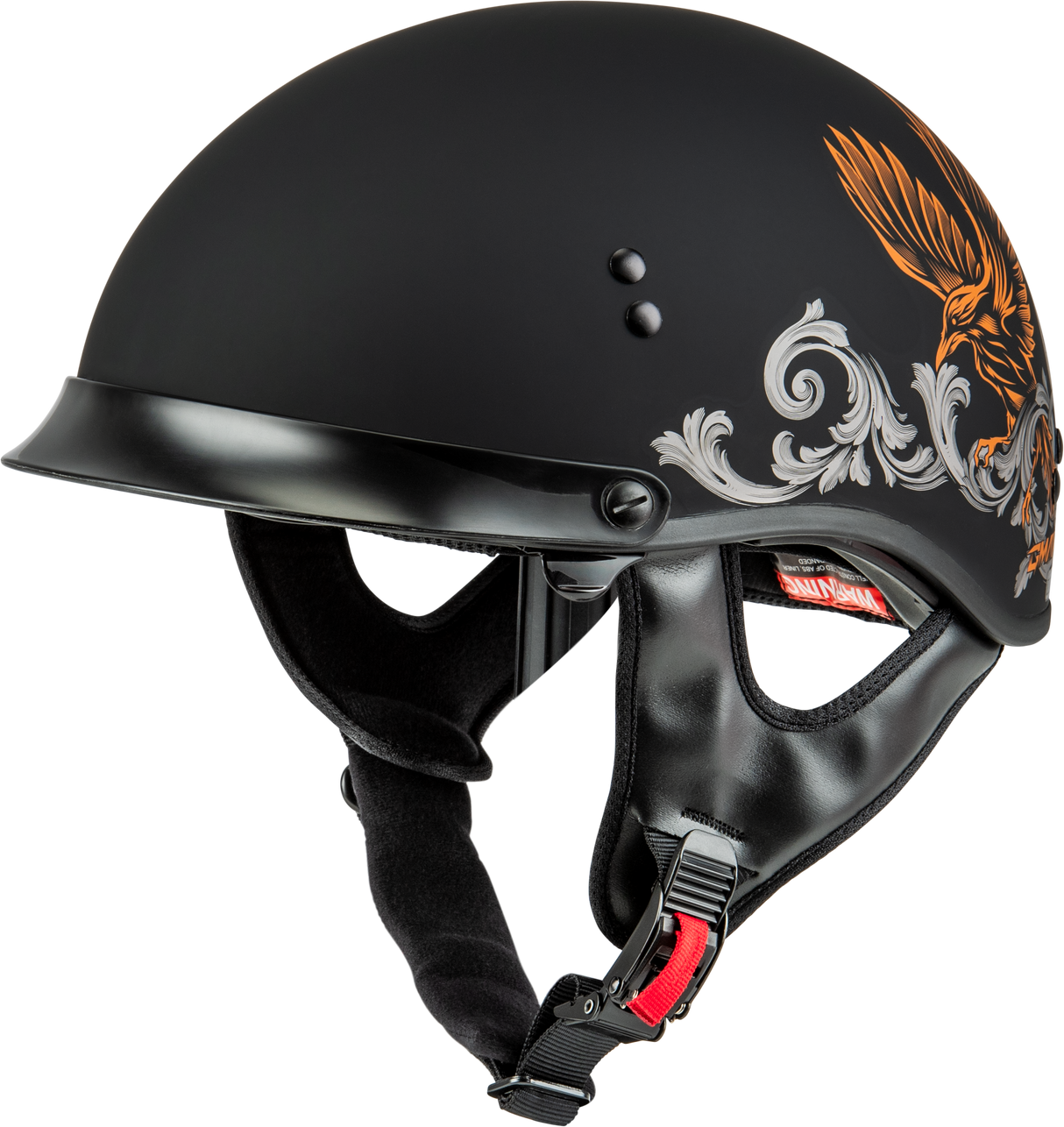 GMAX Hh-65 Corvus Helmet W/Peak Matte Black/Silver/Orange Xs H96510943
