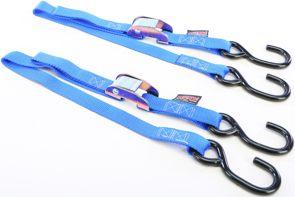 POWERTYE Tie-Down Cam S-Hook Watercraft 1"X3' Blue Pair 22033