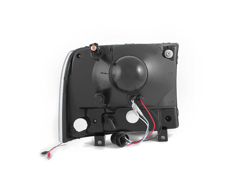 ANZO 2000-2004 Ford Excursion Crystal Headlights Black w/ LED 1pc 111106