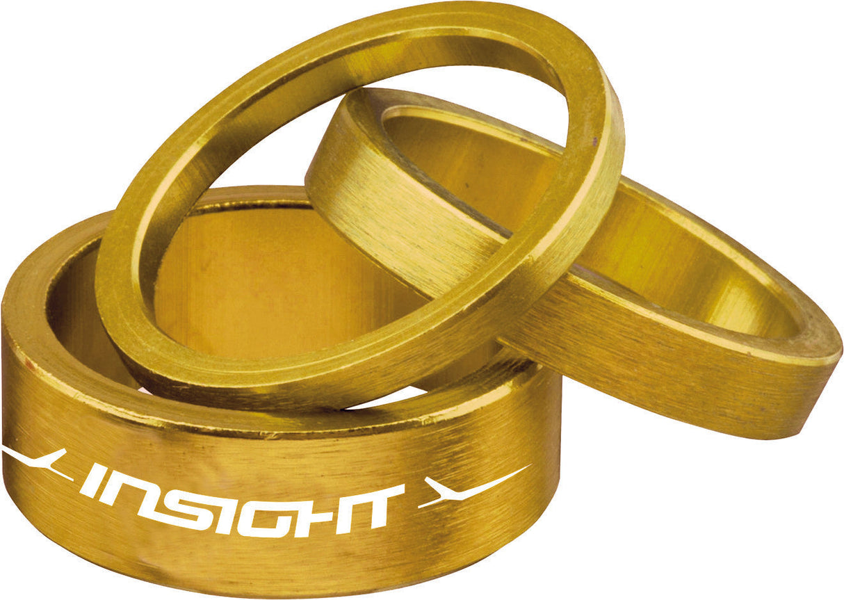 INSIGHT Alloy Headset Spacers Gold 1" 3mm/5mm/10mm INSP001GDGD
