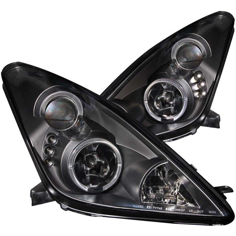 ANZO 2000-2005 Toyota Celica Projector Headlights w/ Halo Black 121387
