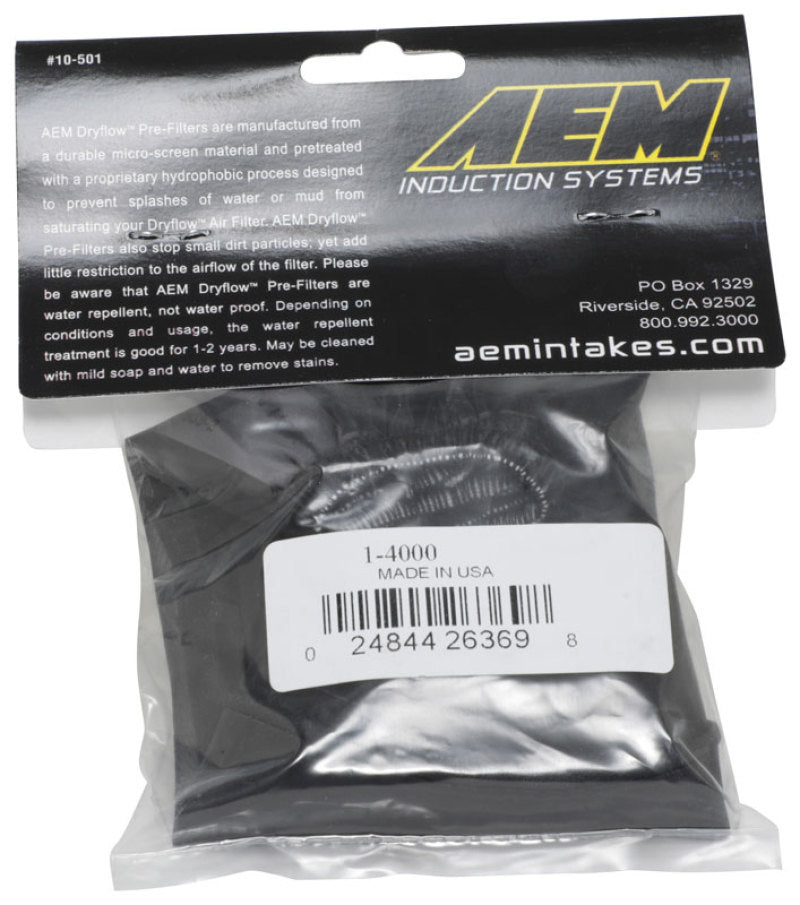 AEM Air Filter Wrap 6 inch Base 5 1/4 inch Top 5 inch Tall 1-4000