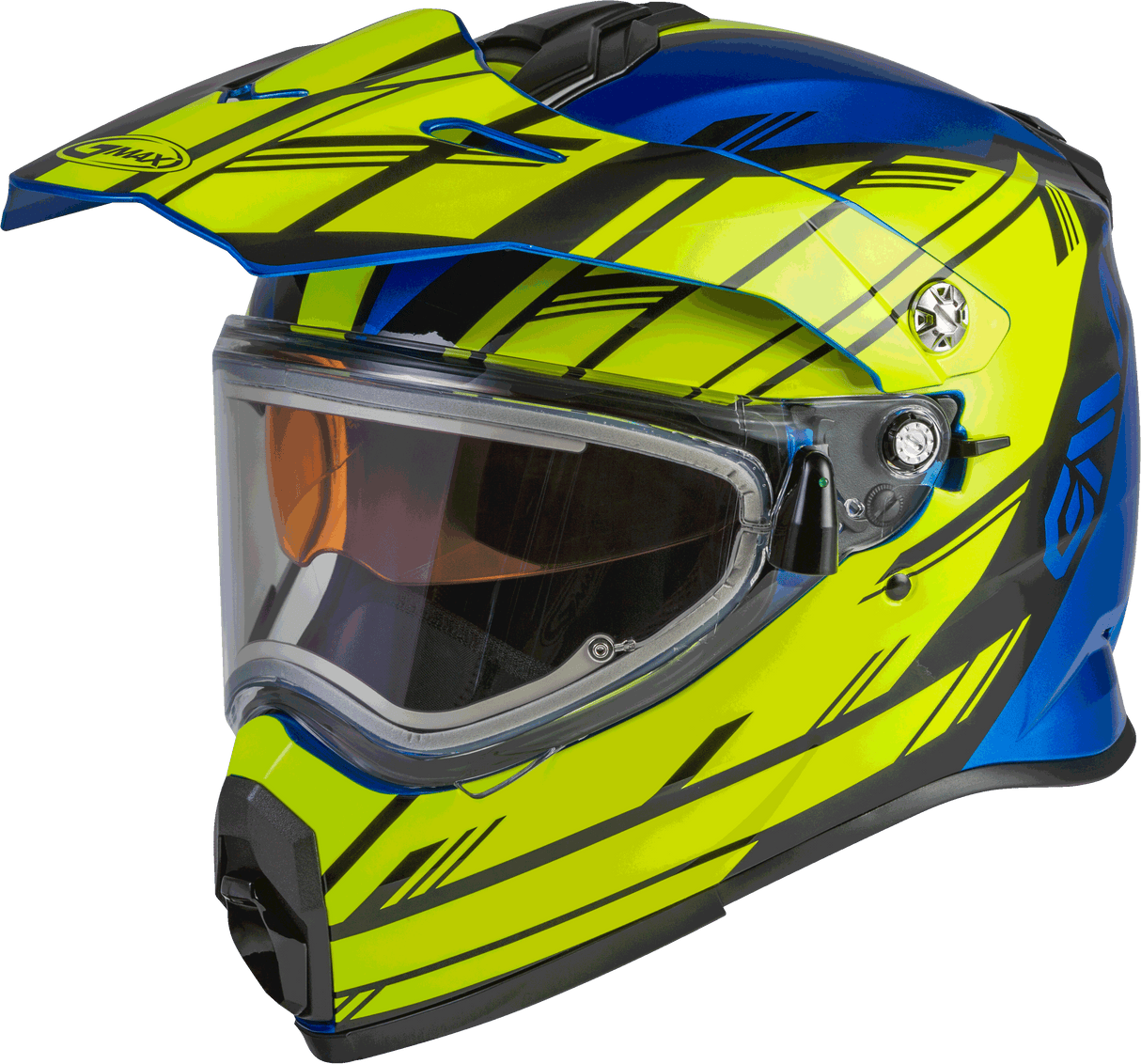 GMAX At-21s Epic Snow Helmet W/Elec Shield Blue/Hi-Vis/Black Lg G4211046
