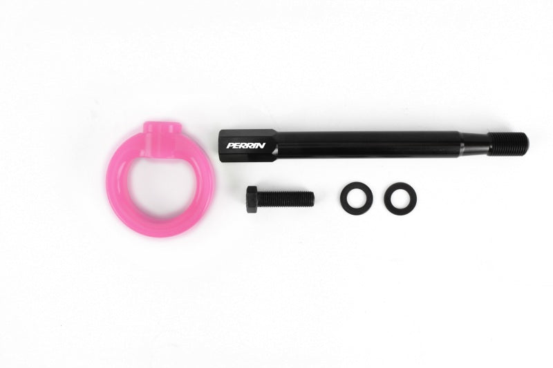 Perrin 08-14 Subaru WRX/STI Tow Hook Kit (Front) - Hyper Pink PSP-BDY-231HP