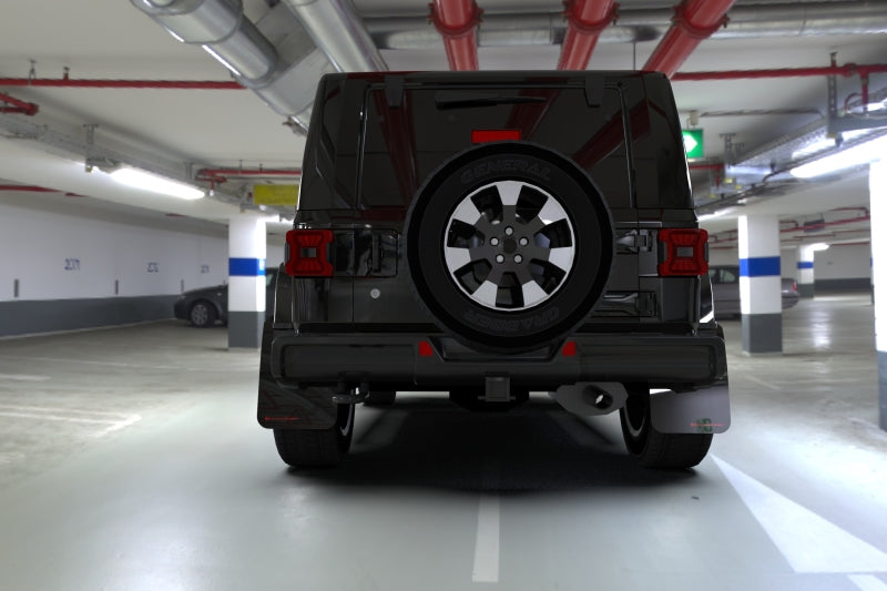 Rally Armor 18-22 Jeep JL Wrangler Black UR Mud Flap w/ Grey Logo MF54-UR-BLK/GRY