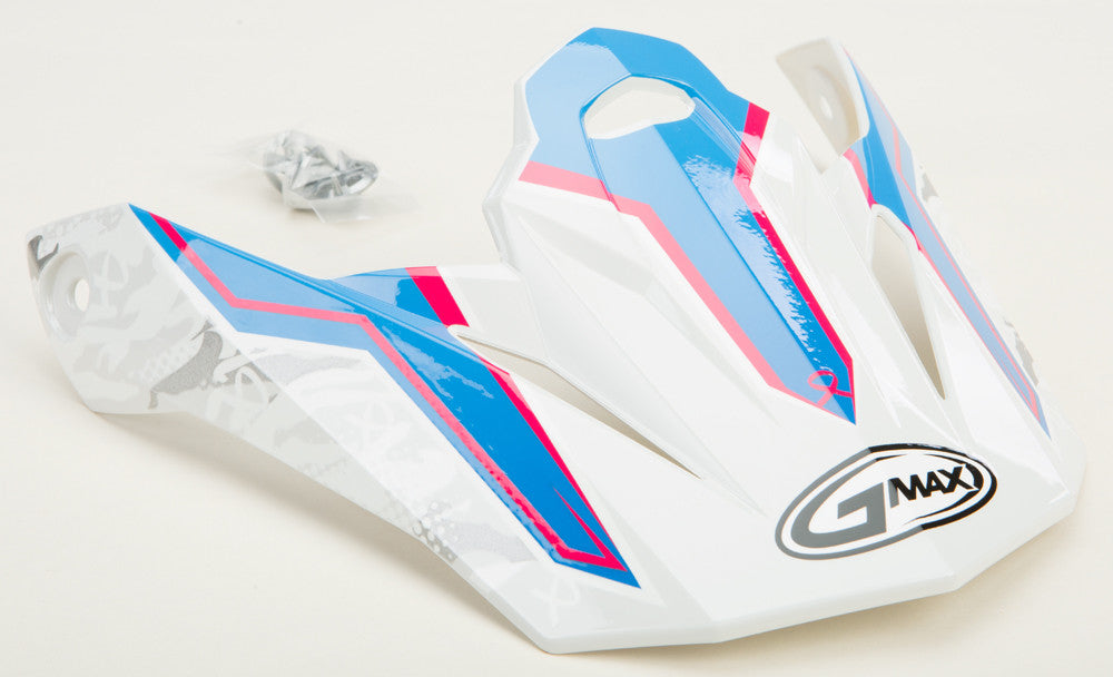 GMAX Visor W/Screws Pink Ribbon Riders White/Pink/Blue Mx-86 G086037