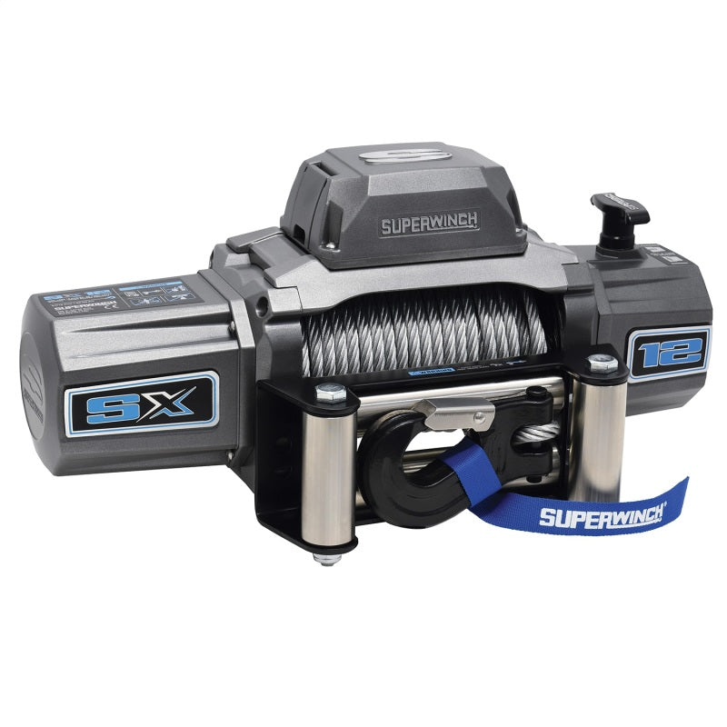 Superwinch 12000 LBS 12V DC 3/8in x 85ft Wire Rope SX 12000 Winch - Graphite 1712200
