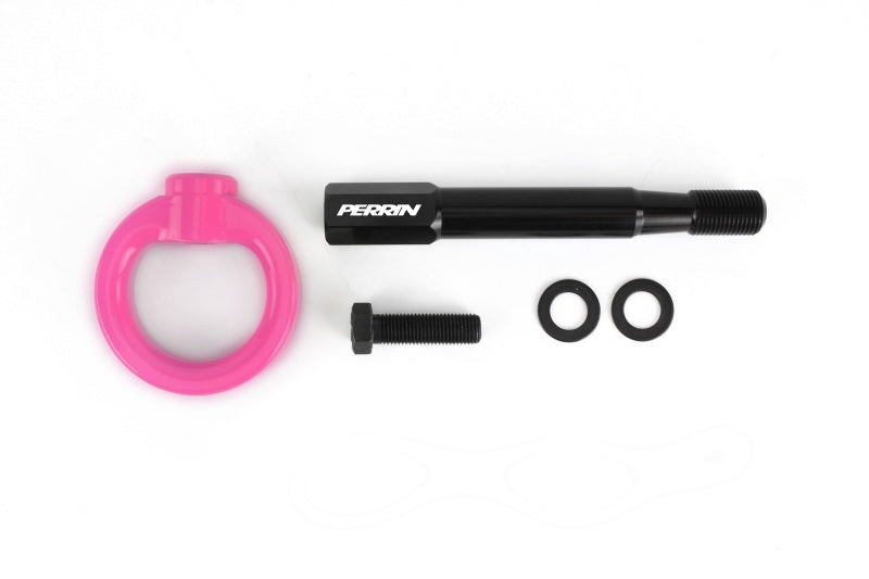 Perrin 2022 Subaru WRX / 18-21 Crosstrek Tow Hook Kit (Rear) - Hyper Pink PSP-BDY-257HP