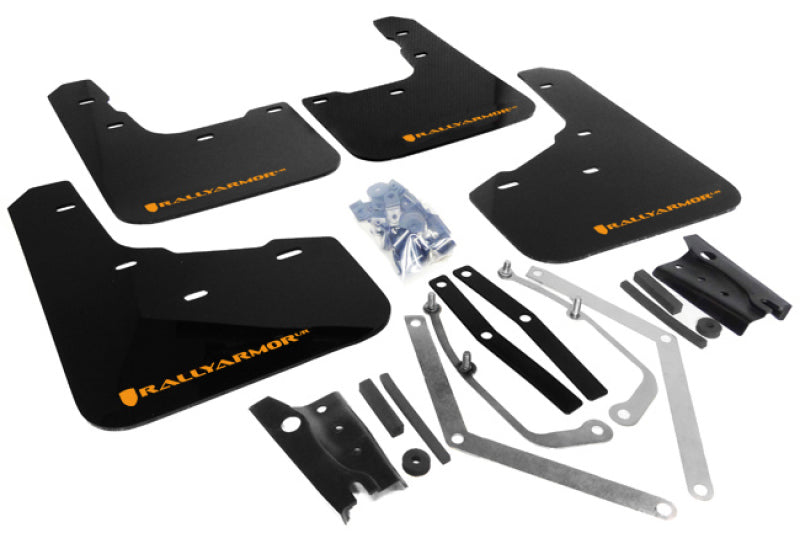 Rally Armor 13-19 USDM Ford Fiesta ST Black UR Mud Flap w/ Orange Logo MF29-UR-BLK/OR
