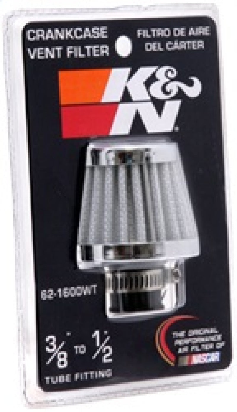 K&N 2in Base OD x .375in Flange ID x 1.75in H Rubber Base Crankcase Vent Filter - White 62-1600WT