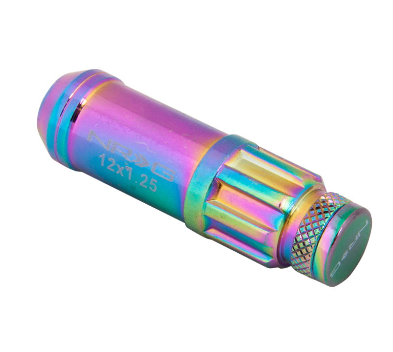 NRG 700 Series M12 X 1.25 Steel Lug Nut w/Dust Cap Cover Set 21 Pc w/Locks & Lock Socket - Neochrome LN-LS710MC-21