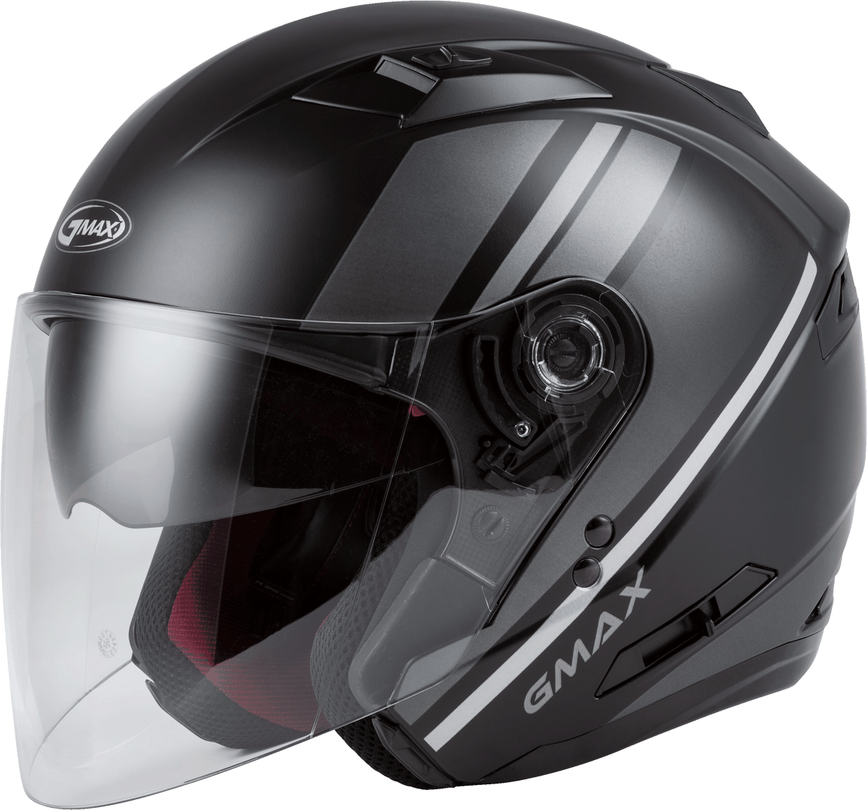 GMAX Of-77 Open-Face Reform Helmet Matte Black/Silver Md O1776815