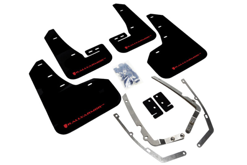 Rally Armor 15-21 VW Golf/GTI/TSI Black UR Mud Flap w/ Red Logo MF37-UR-BLK/RD