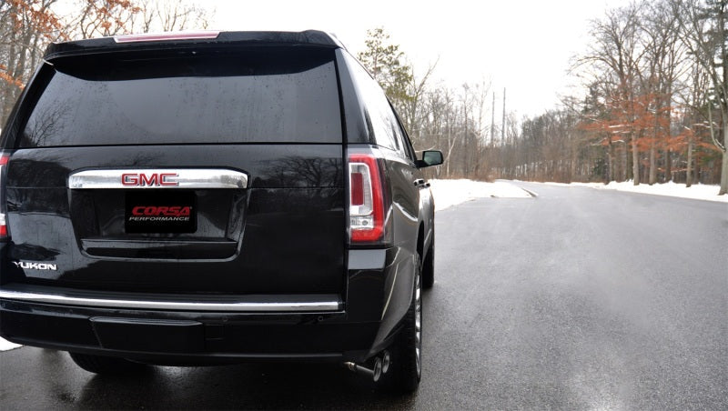 Corsa 15-16 GMC Yukon Denali 6.2L V8 Single Side Exit Cat-Back Exhaust w/ Polished Black Tips 14826BLK