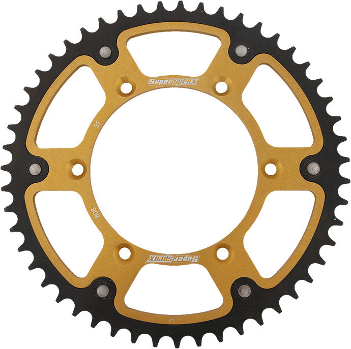 SUPERSPROX Rear Stealth Sprocket Alu/Stl 51t-520 Gld Suz RST-808-51-GLD