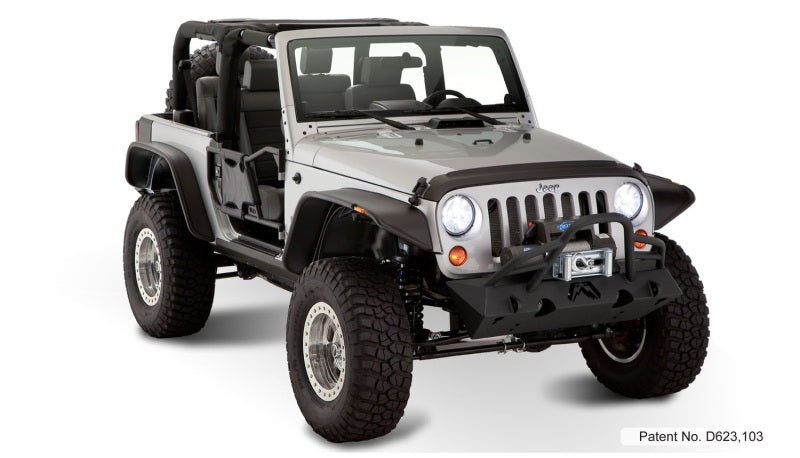 Bushwacker 07-18 Jeep Wrangler Flat Style Flares 4pc Fits 2-Door Sport Utility Only - Black 10919-07