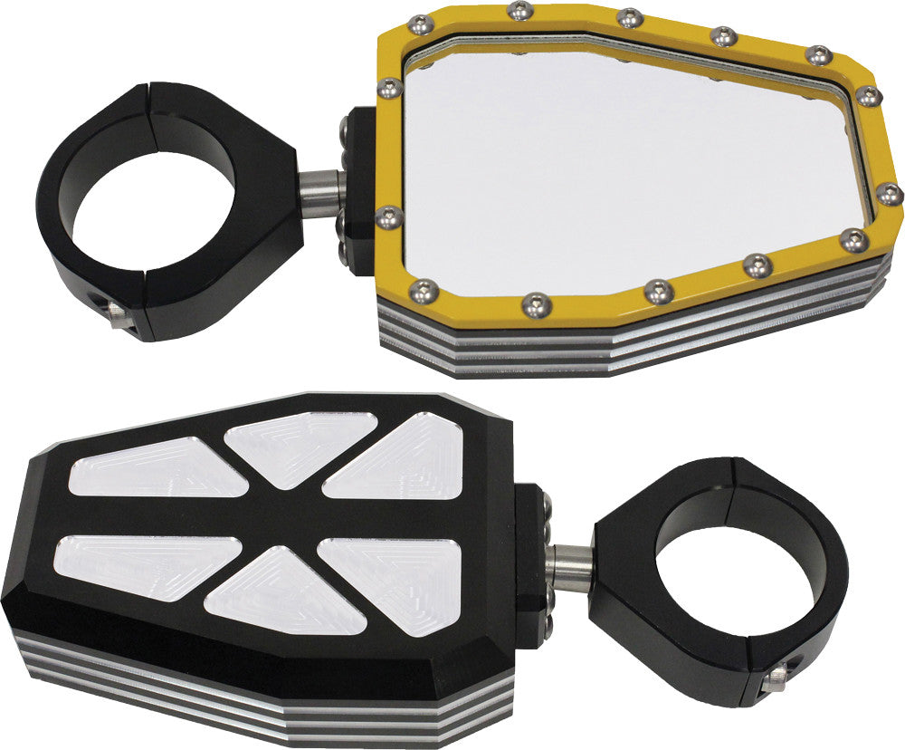 MODQUADBillet Side Mirrors Diamond W/Bezel Yellow 1.75"R-SIDE-BEZ-Y