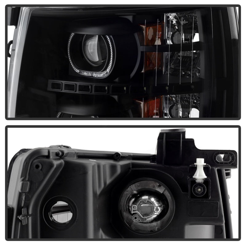 Xtune Chevy Silverado 1500/2500/3500 07-13 LED Halo Projector Headlights Black PRO-JH-CSIL07-CFB-BK 9032189