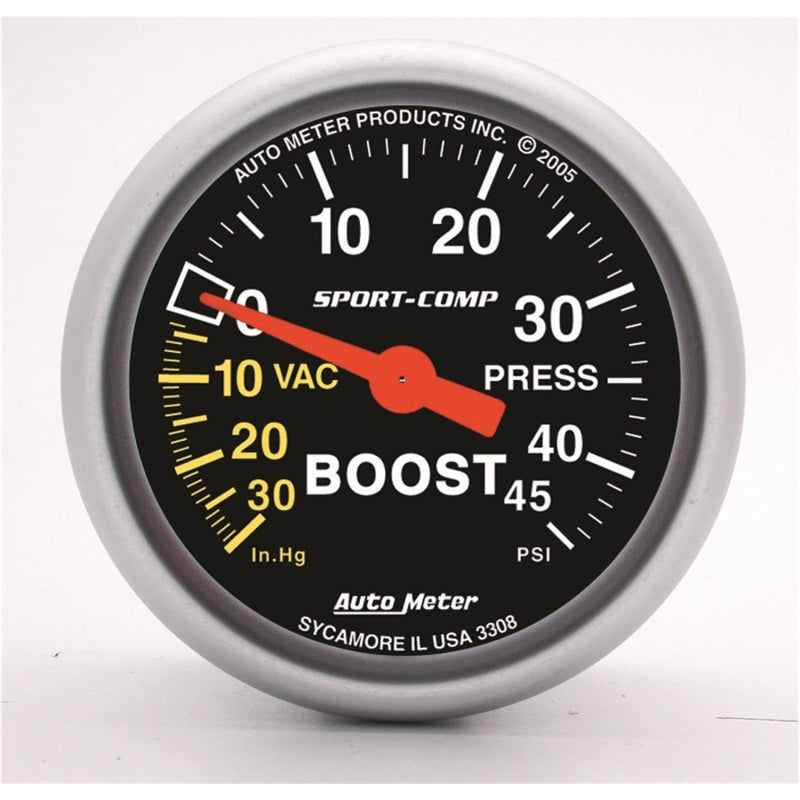 Autometer Sport-Comp 52mm 45 PSI Mechanical Boost Gauge 3308