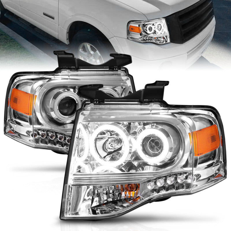 ANZO 2007-2014 Ford Expedition Projector Headlights Chrome 111114