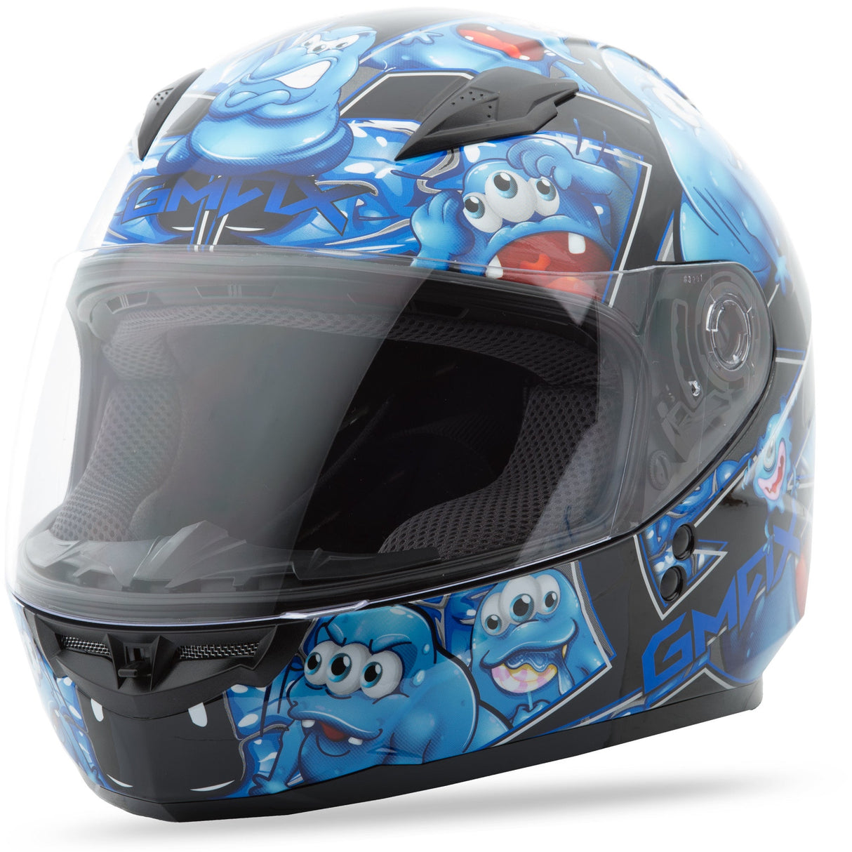 GMAX Gm-49y Full Face Helmet Attack Black/Blue Ys G7494210