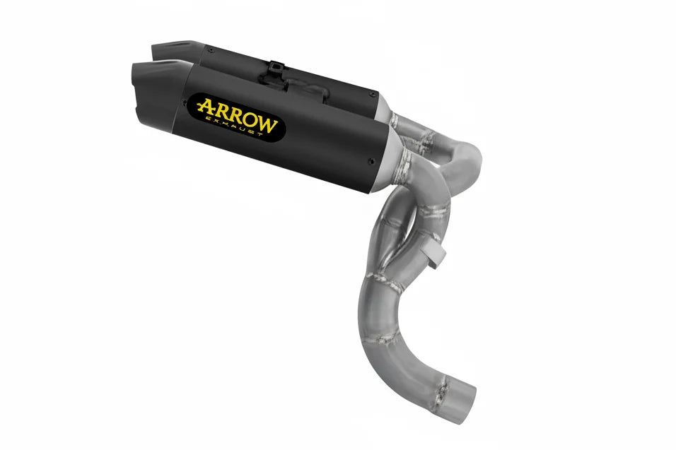 Arrow Ducati Panigale V2/V2s E5+ 2025 Rh/Lh Round Sil Titanium Dark Silencers + Stainless Steel Link Pipe 77504prn