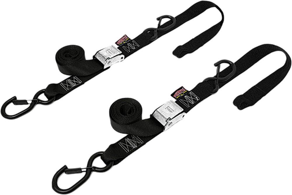 POWERTYE Tie-Down Rat Sec Hook Soft-Tye 1.5"X6.5' Black/Black Pair 30572-ST