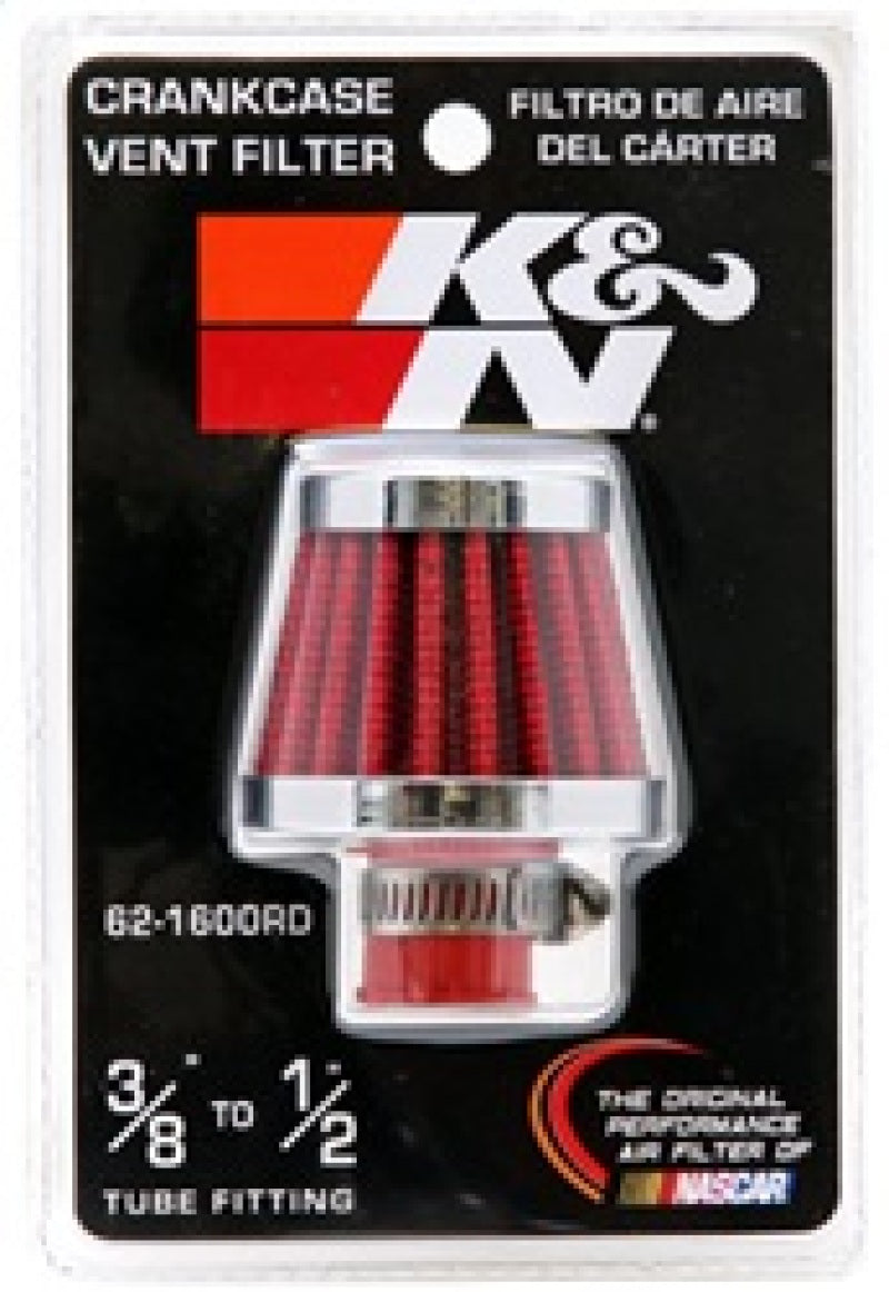 K&N 2in Base OD x .375in Flange ID x 1.75in H Rubber Base Crankcase Vent Filter 62-1600RD