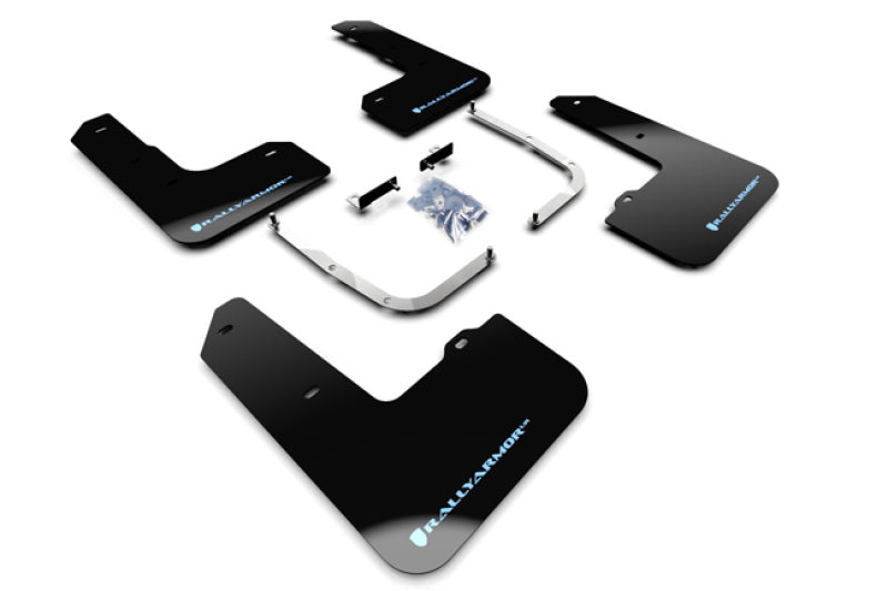 Rally Armor 2019+ Hyundai Elantra N Line UR Black Mud Flap w/ Performance Blue Logo MF59-UR-BLK/PBL