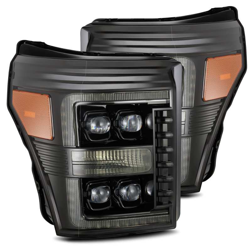 AlphaRex 11-16 Ford F-350 SD NOVA LED Proj Headlights Plank Style Alpha Blk w/Activ Light/Seq Signal 880147