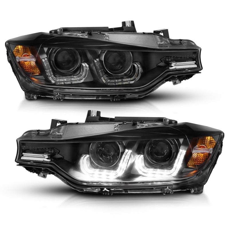 ANZO 2012-2015 BMW 3 Series Projector Headlights w/ U-Bar Black 121504
