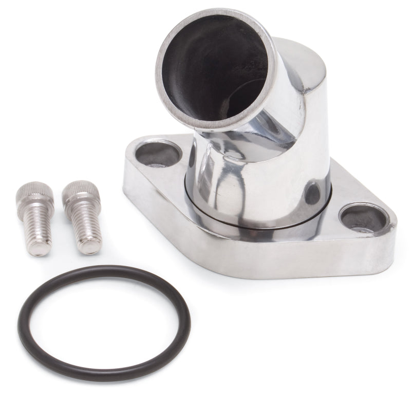 Edelbrock Waterneck Sbc/BBC 45-Degree Two-Piece Cast SwIVel Polished 4817