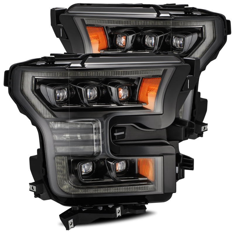 AlphaRex 17-20 Ford Raptor NOVA LED Proj Headlights Plank Style Alpha Black w/Activ Light/Seq Signal 880163
