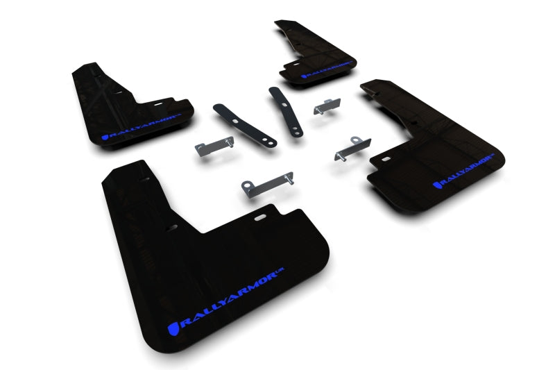 Rally Armor 22-23 Kia EV6 Black UR Mud Flap Blue Logo MF91-UR-BLK-BL