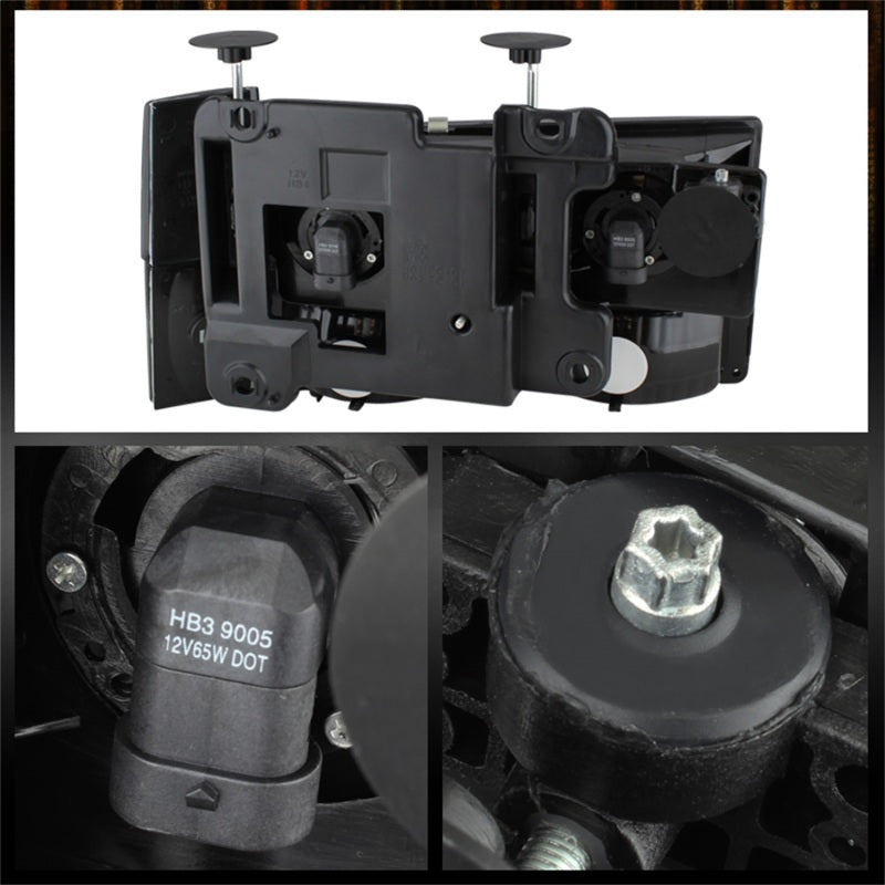 Xtune GMC Yukon 92-93 Crystal Headlights w/ Corner & Bumper Black HD-JH-GMCCK88-AM-BK-SET 5073518