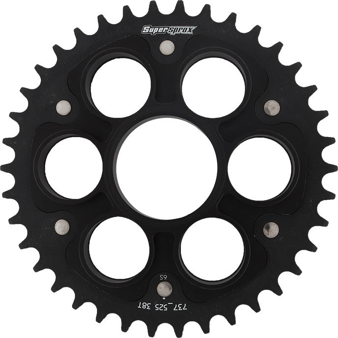 SUPERSPROX Rear Stealth Sprocket Alu/Stl 38t-525 Blk Duc RST-737525-38-BLK