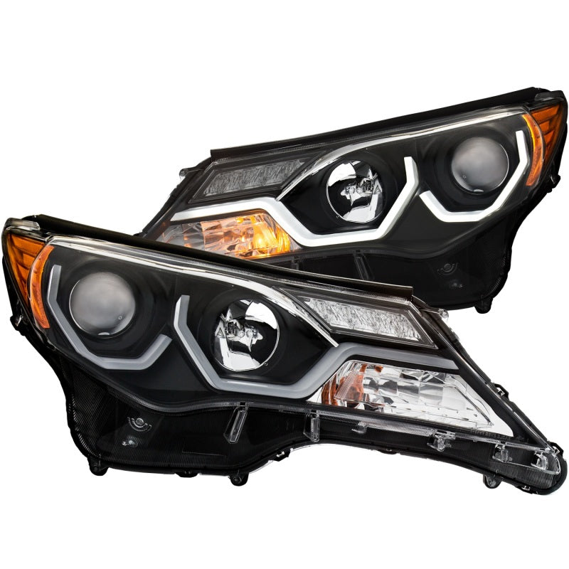 ANZO 2013-2015 Toyota Rav4 Projector Headlights w/ Plank Style Design Black 111332