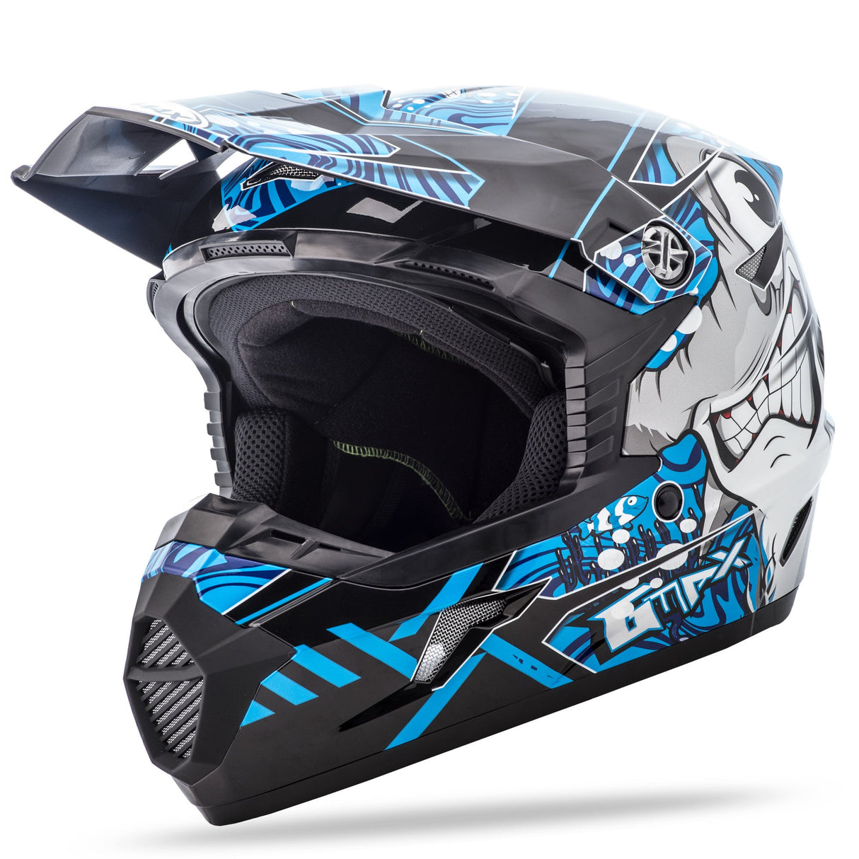 GMAX Youth Mx-46y Off-Road Hooper Helmet Black/Blue Ym G3468211 TC-2