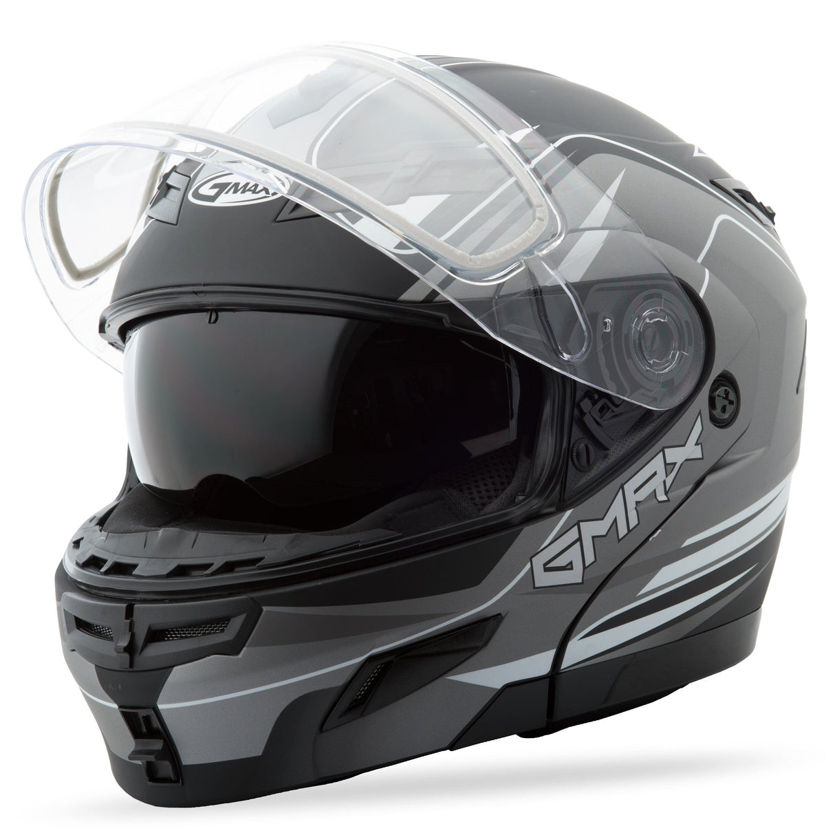 GMAX Gm-54s Modular Helmet Terrain Matte Black/Silver 2x G2546558 TC-17