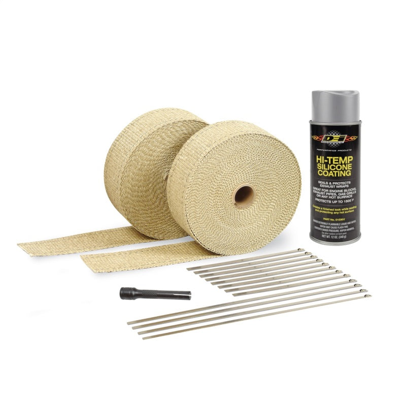 DEI Exhaust Wrap Kit - Tan Wrap & Aluminum HT Silicone Coating 10112