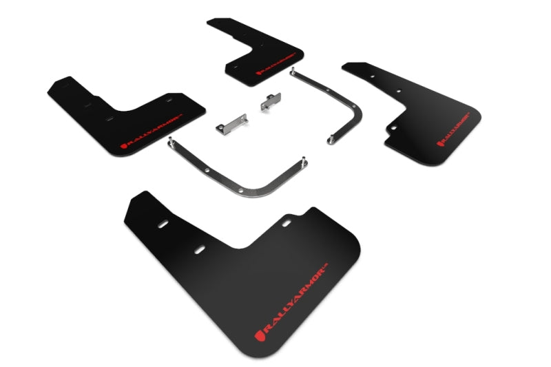 Rally Armor 2019+ Hyundai Veloster Turbo R-Spec UR Black Mud Flap w/ Red Logo MF58-UR-BLK/RD
