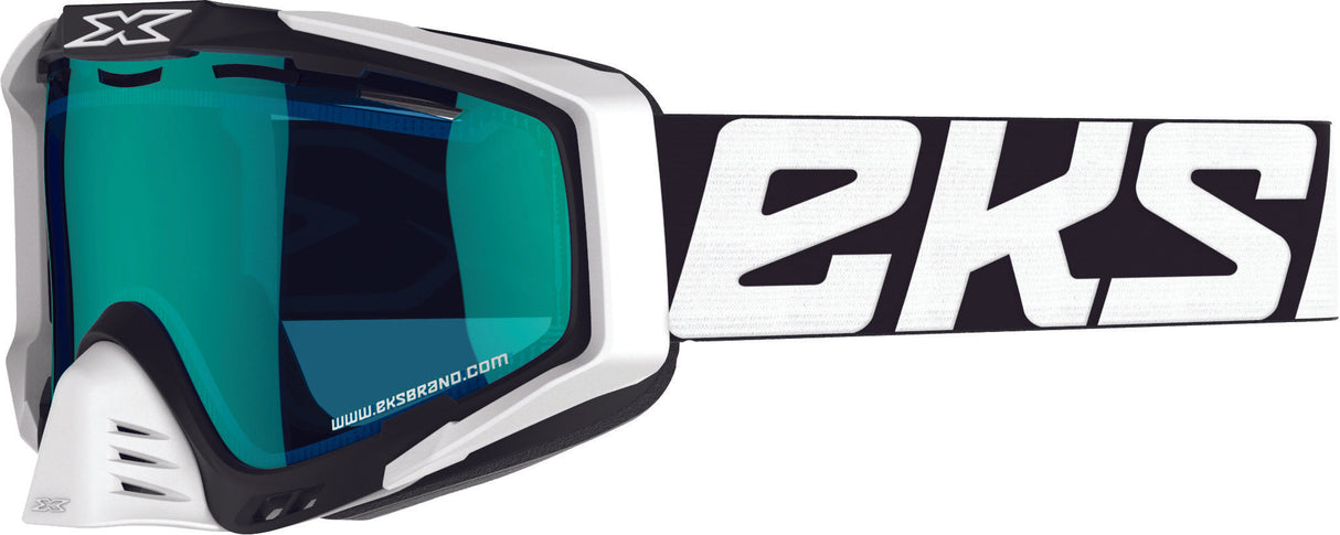 EKS BRAND Eks-S Cold Weather Goggle Black/White W/Blue Mirror 067-10907