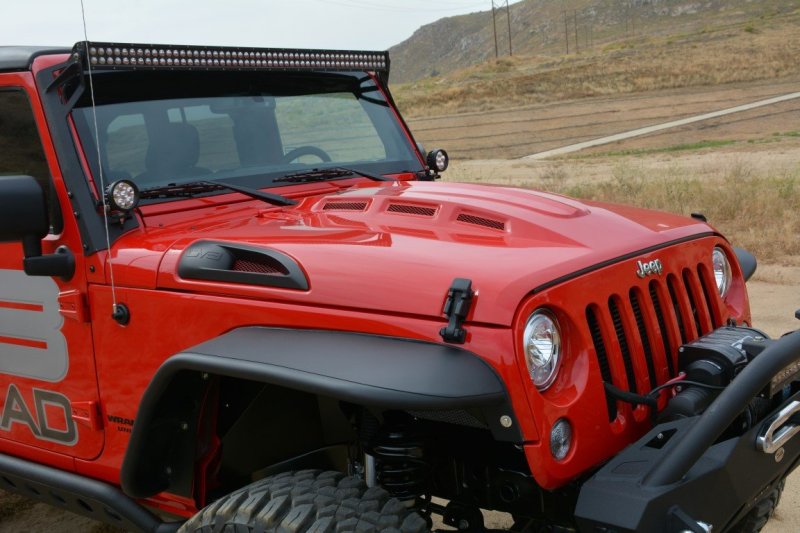 DV8 Offroad 07-18 Jeep Wrangler JK Metal Heat Dispersion Hood - Primer Black HDMB07-02