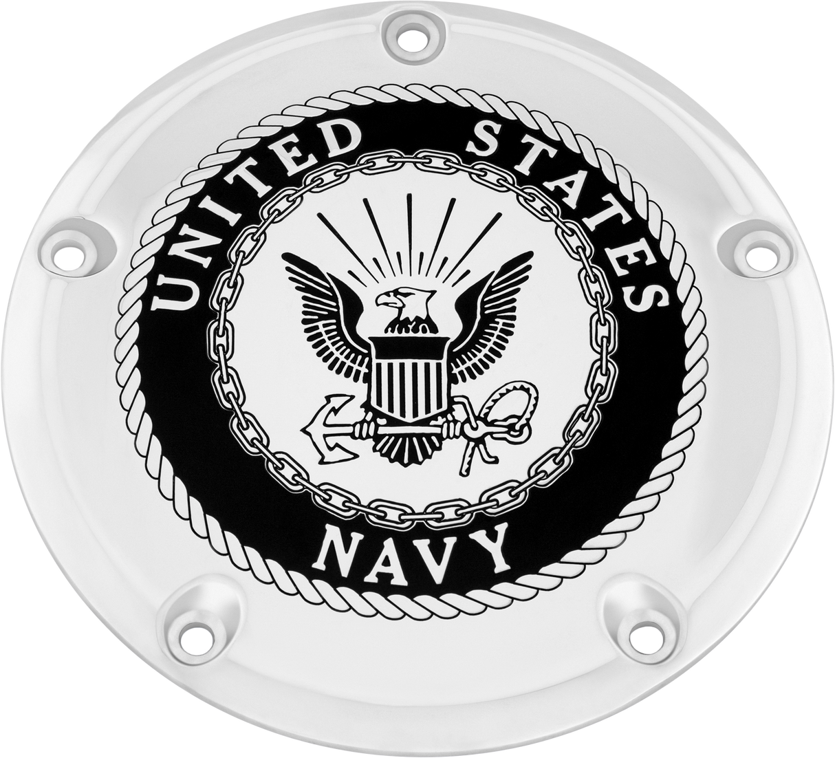 CUSTOM ENGRAVING 6 M8 Softail Derby Cover Navy Chrome NAV15-67