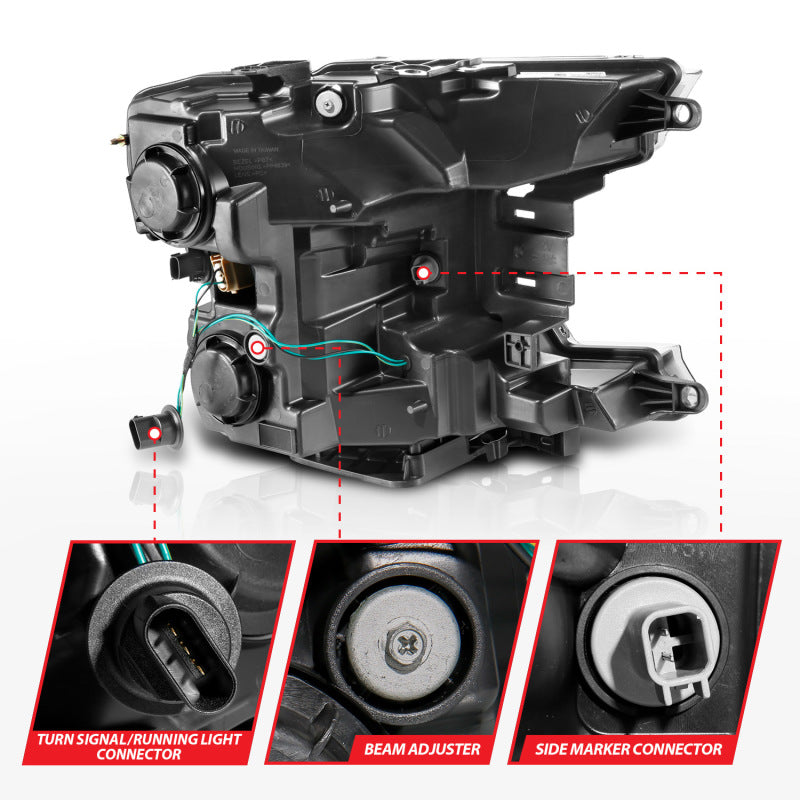 ANZO 18-20 Ford F-150 (w/o Fctry LED) Full LED Proj Headlights w/Light Bar Swtchbk Seq. Black w/Init 111570