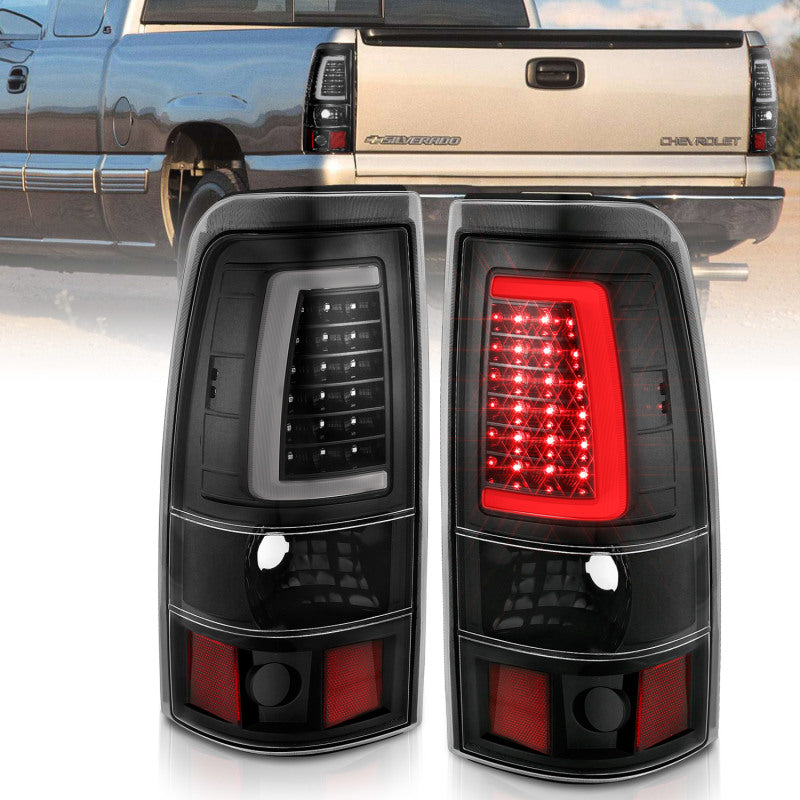 ANZO 2003-2006 Chevy Silverado 1500 LED Taillights Plank Style Black w/Clear Lens 311333