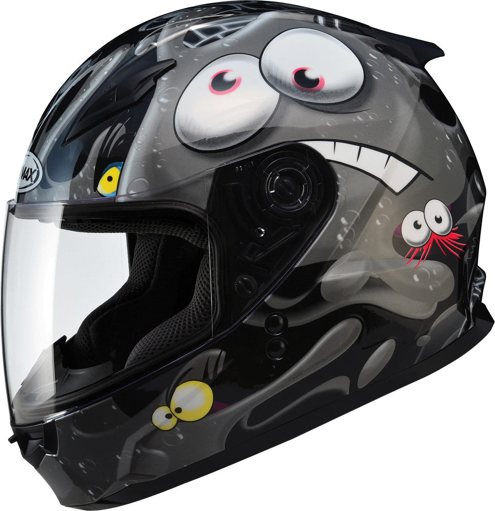 GMAX Gm-49y Full Face Helmet Slimed Black/Silver Ys G7491240 TC-5