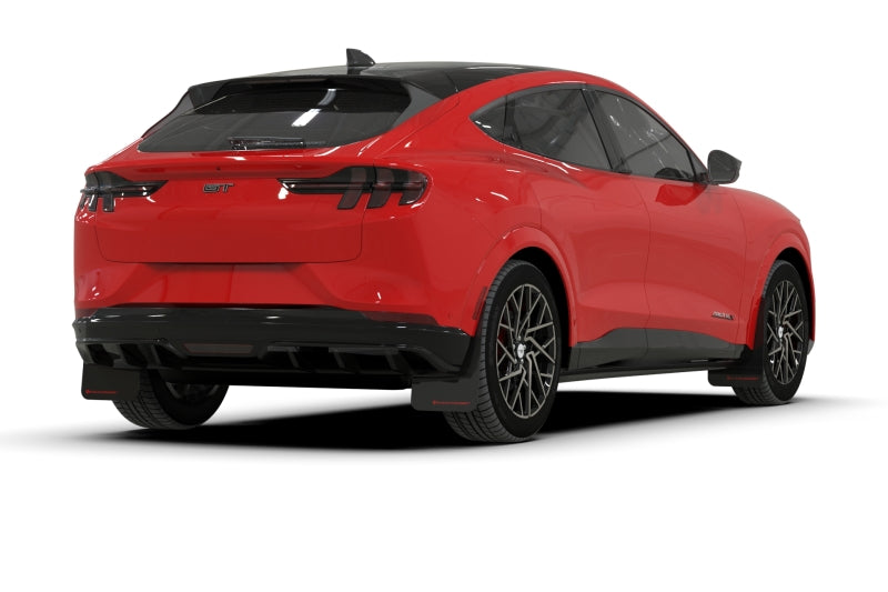 Rally Armor 21-23 Ford Mustang Mach-E Black UR Mud Flap w/ Dark Grey Logo MF96-UR-BLK-DGRY