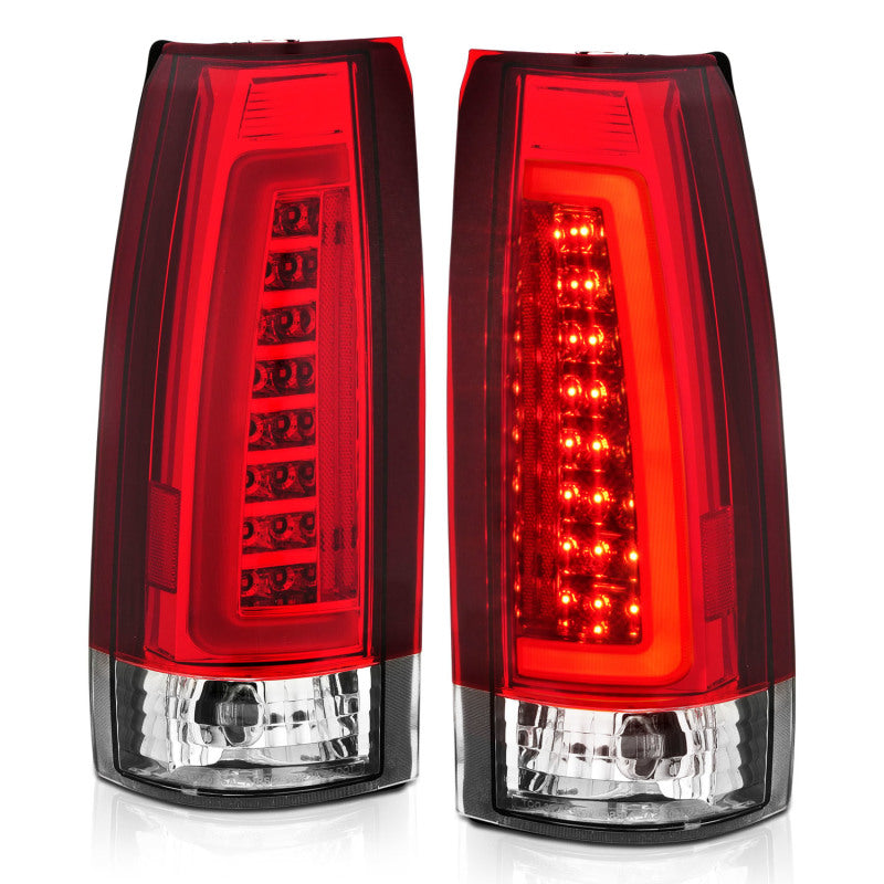 ANZO 1999-2000 Cadillac Escalade LED Taillights Chrome Housing Red/Clear Lens Pair 311346