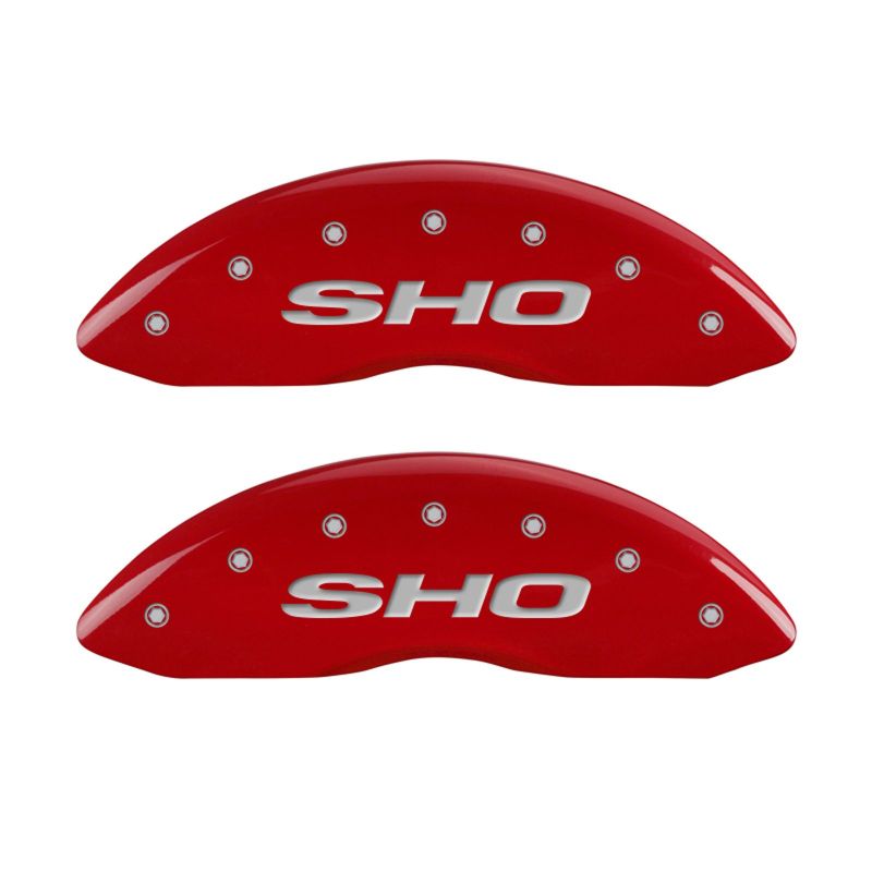 MGP 4 Caliper Covers Engraved Front & Rear SHO Red finish silver ch 10222SSHORD